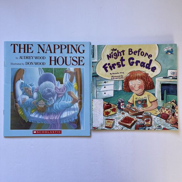 Set Of 2 Childrens Story Books Paperback Napping House Night Before First Grade - Picture 1 of 9